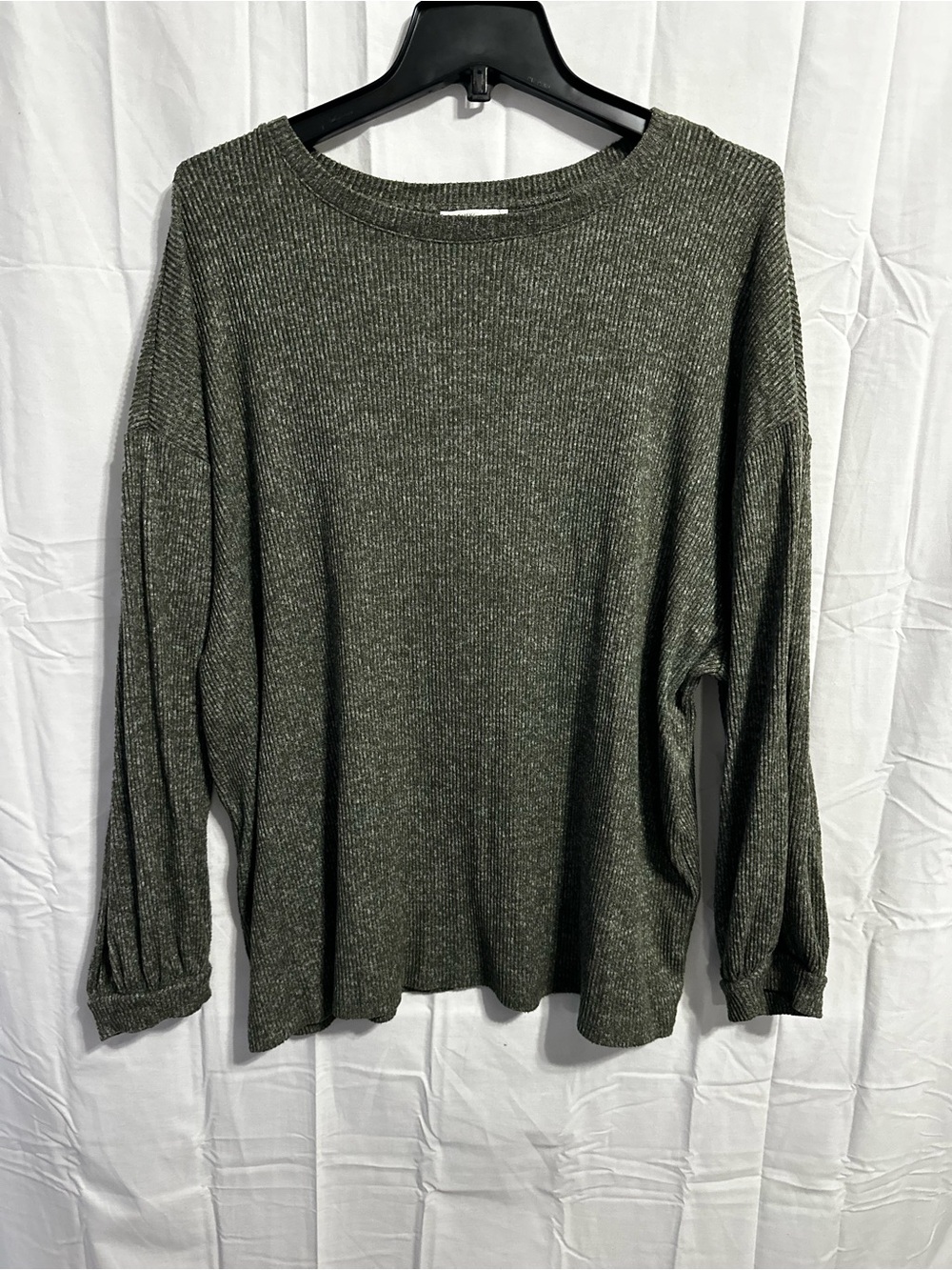 Daily Ritual Ribbed Knit Crewneck Top - Olive XL